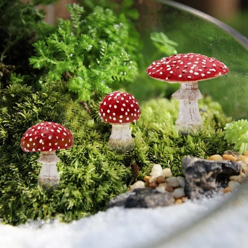 N5KC 3pcs Luminous Mushroom Yard Sign Decorative Garden Stakes Miniatures Outdoor
