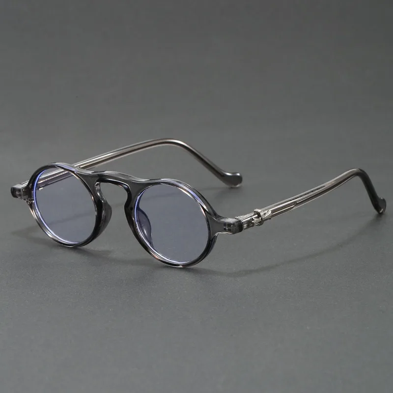 Vintage Round Blue Light Blocking Glasses Men Women Retro Rivet Decor Acetate Frame Anti Eye Strain Computer Eyeglasses