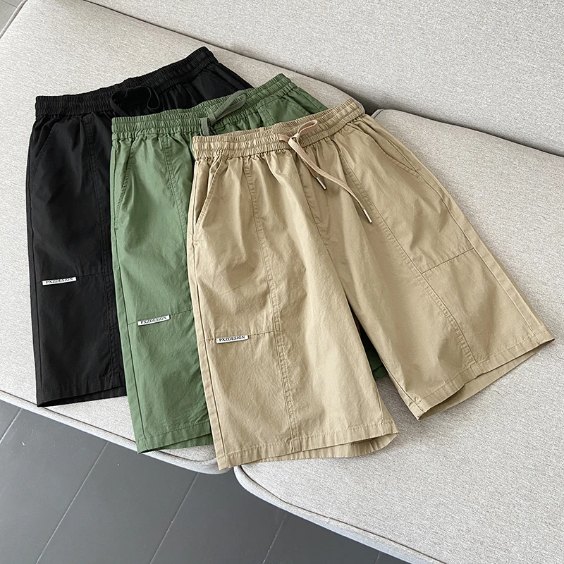 

Японские рабочие брюки для мужчин: повседневные, с высокой талией, на резинке, с завязками, прямые, длиной до колена, для лета