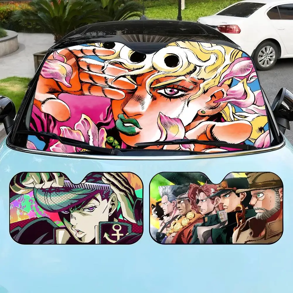 Anime JoJo Bizarre Adventure Car Window Sun Shade Windshield Anti-UV Protection Front Rear Windshield Block Cover Visor