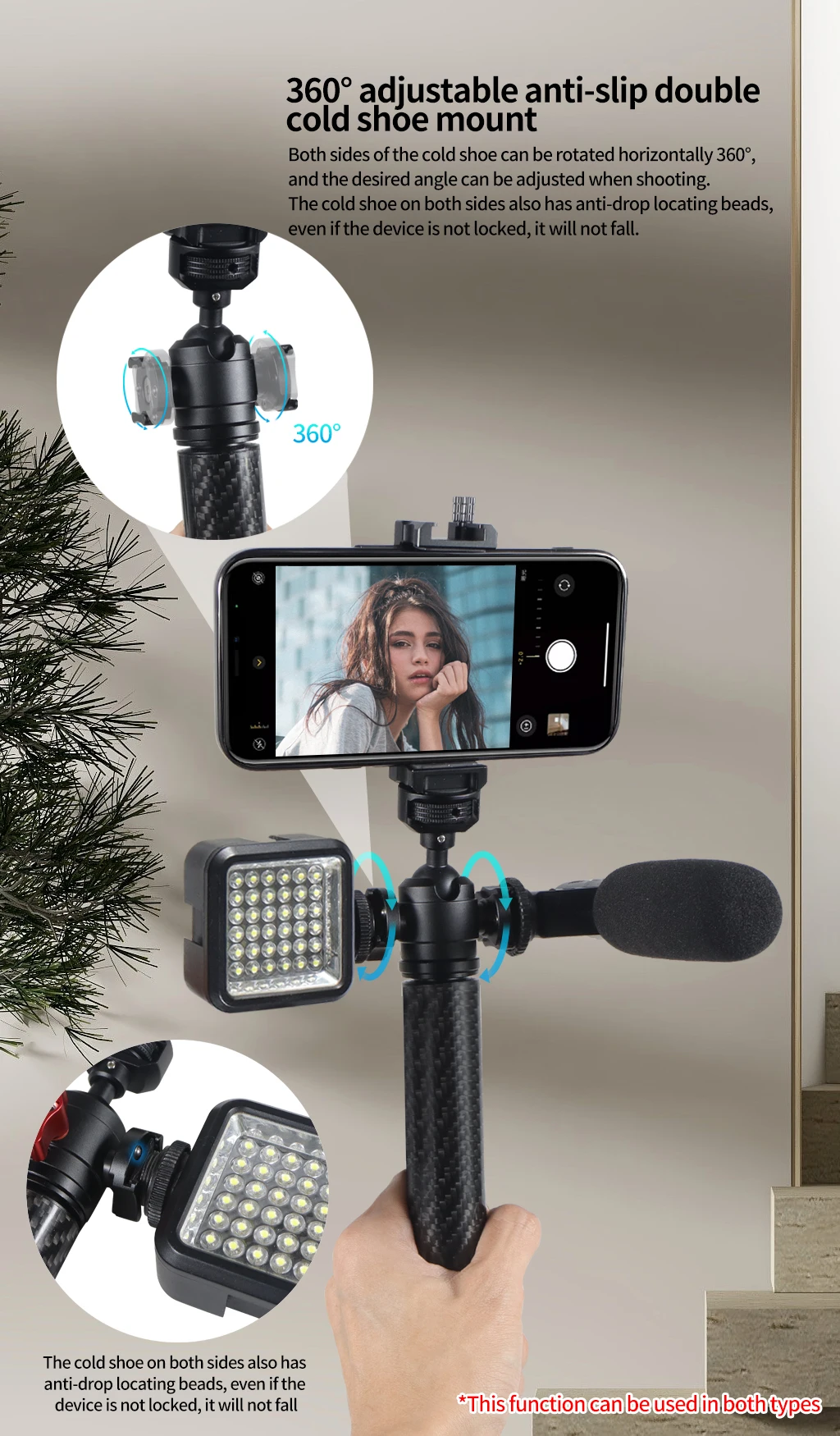 Mini Stativ Swivel Ball Kopf mit Kalten Schuh Mount Adapter für DSLR Kamera Monitor Vlog Flash Licht Mikrofon Magie Arm stehen – Detail 2