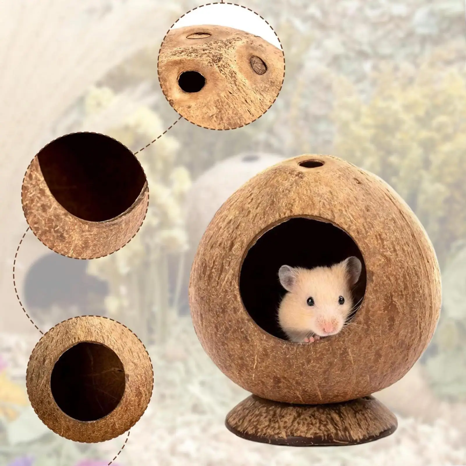 هامستر هاوس 5.3 × 4.7 بوصة كوخ الهامستر إثراء الكهف مع قاعدة مضادة للطرف حاوية الموئل لأرنب القنفذ للحيوانات الأليفة #4