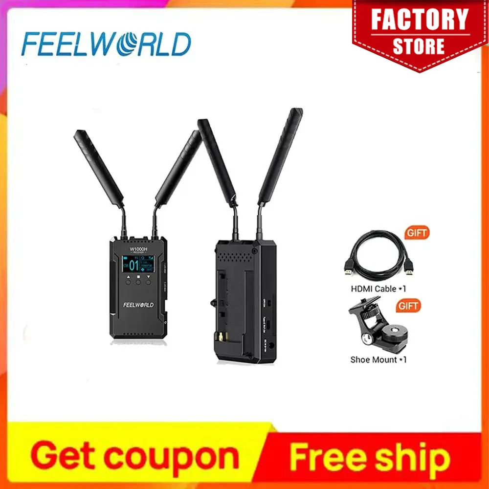 

FEELWORLD W1000H Wireless Video Transmission System 1080PHD 1000FT HDMI Input Output WIth Full Duplex Intercom 0.08S Lantency