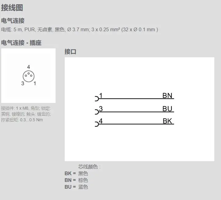 Suitable for M8 3-core Sensor Cable Connector