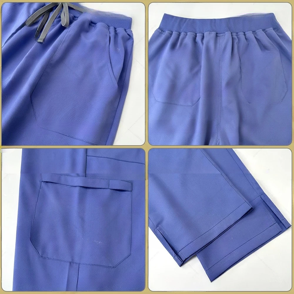 Nowe uniformy pielęgniarskie z krótkim rękawem, dekolt w serek + proste spodnie, damski wielokolorowy zestaw odzieży medycznej dla pielęgniarek, odzież robocza dla lekarzy weterynarzy.