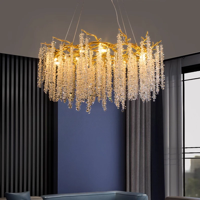 Imagem -06 - Crystal Chandelier For Living Room Luz de Teto Iluminação Interior Home Deco Pendant Lamp Fixture Moderno Luxo Sala de Jantar Quarto