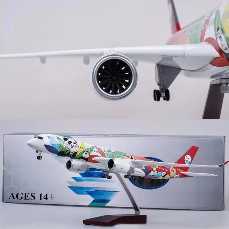 

47CM 1/142 Scale Airline Airbus A350 Sichuan Panda Airplane Model W Light and Wheel Diecast Plastic Resin Plane For Collection