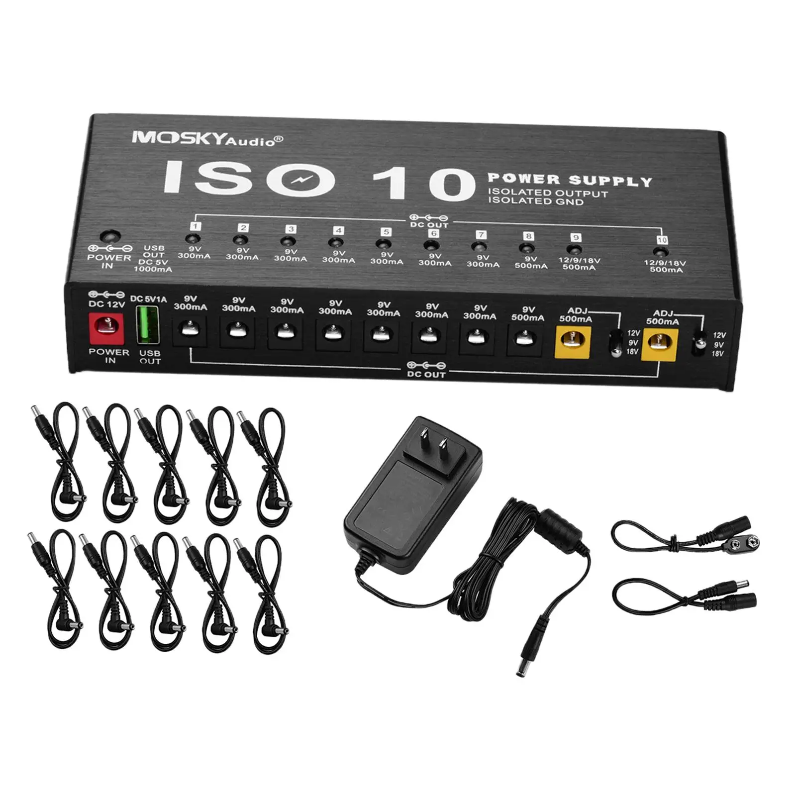 

Guitar Pedal Power Supply for Recording and Stage Musicians Professional with USB Port Multipurpose 10 Isolated DC Outputs