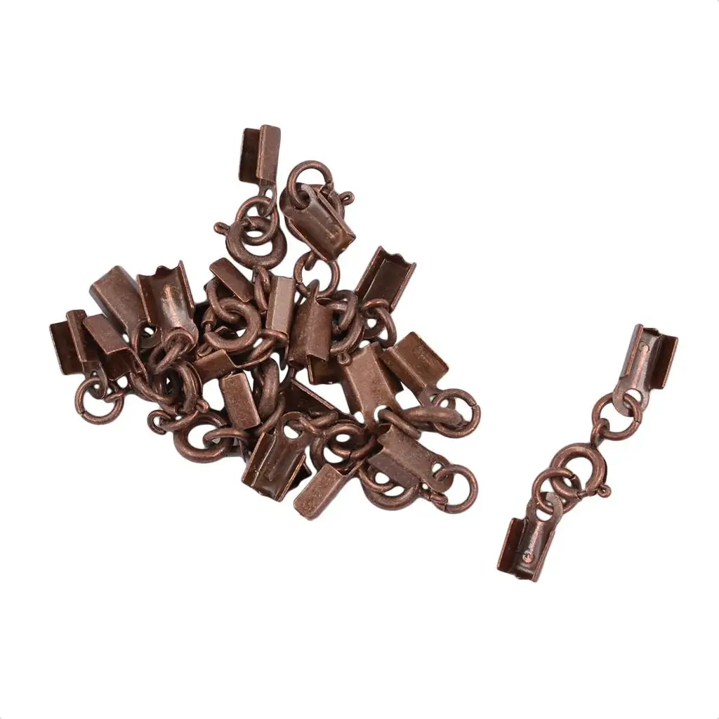 12 Clips Spring Clasp Crimp Ends DIY Jewelry Making Findings