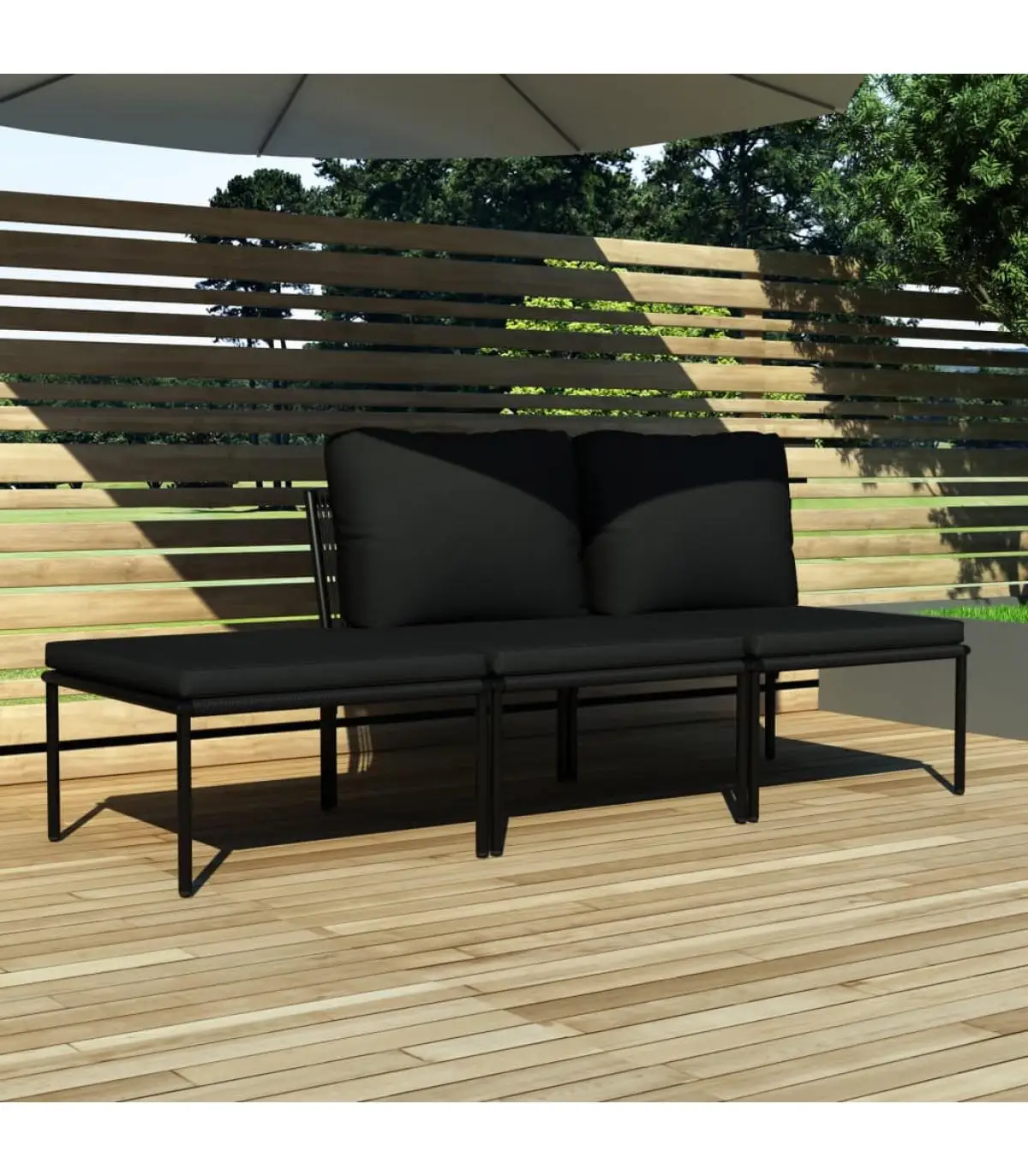 Garden sets garden furniture set 3 pieces with black PVC cushions