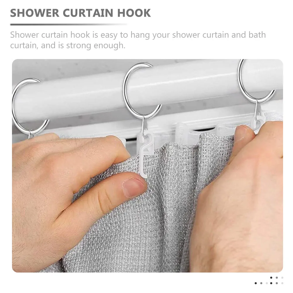

50pcs Plastic Lightweight Replacement Shower Supplies Long Lasting Bathroom Use Curtain Rail Hooks Shower Curtain Hooks