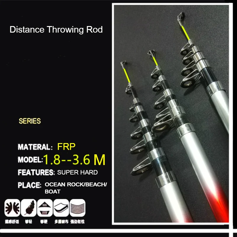 

1.8M 2.4M 2.4M 2.7M 3.0M 3.6M Portable Telescopic Fishing Rod Glass Fiber Fishing Pole Travel Sea Fishing Spinning Rod Dist Hot