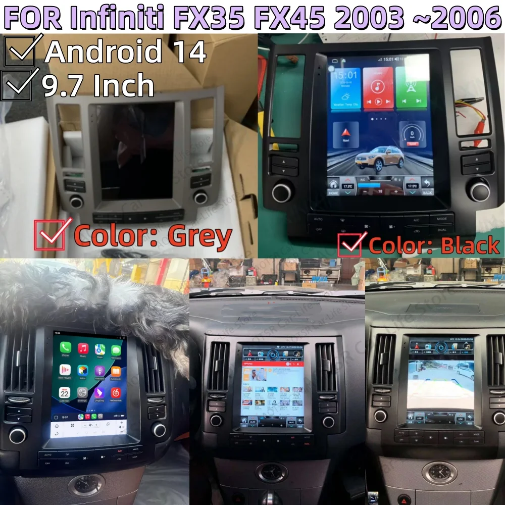 9.7 Inch Screen Multimedia Android 15 Car Radio For Infiniti FX35 FX45 2003~2006 GPS Navigation Stereo Carplay WiFi 4G Head Unit