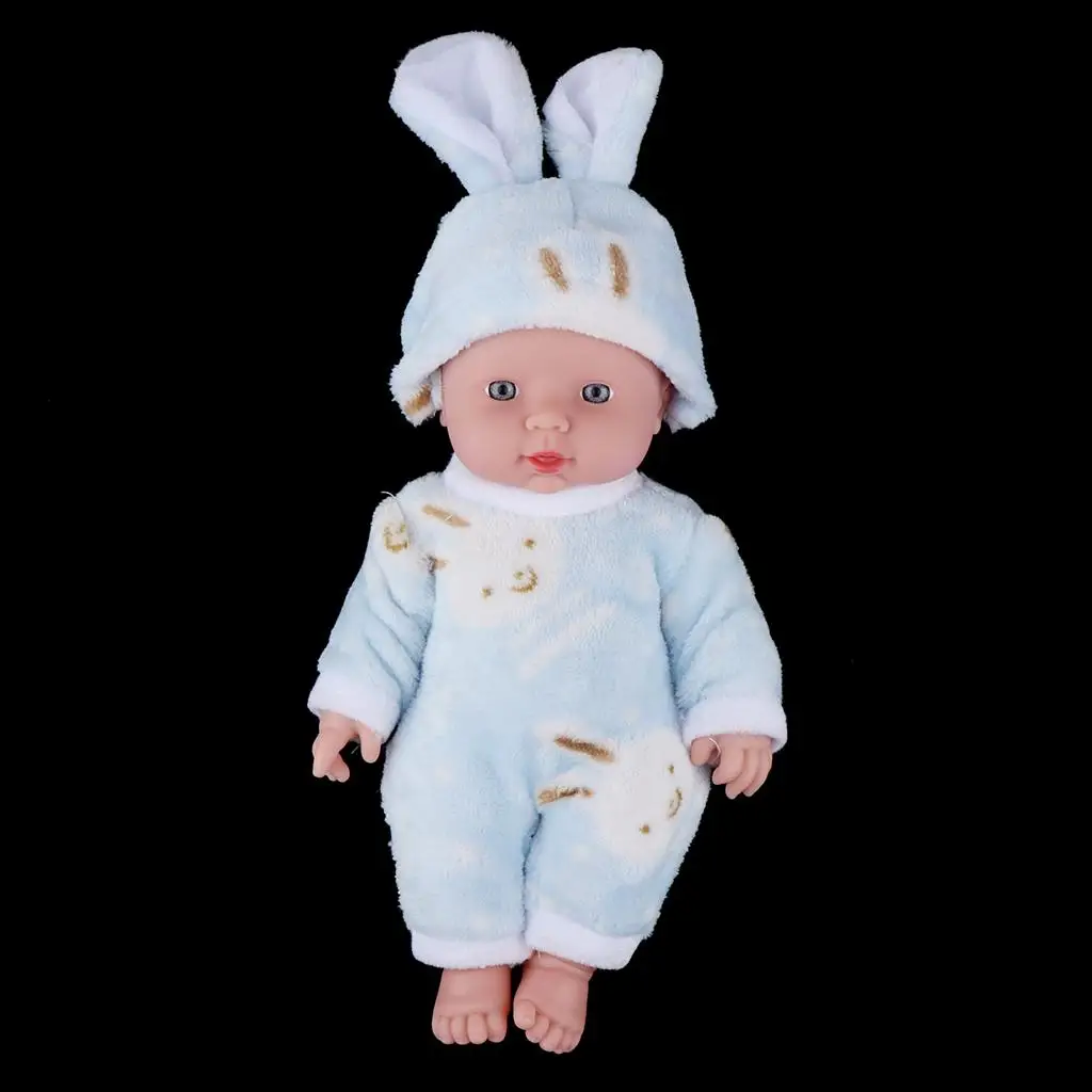 12 inch Doll Full Vinyl Newborn Baby w. Clothes Kids Toys Xmas Gifts Blue