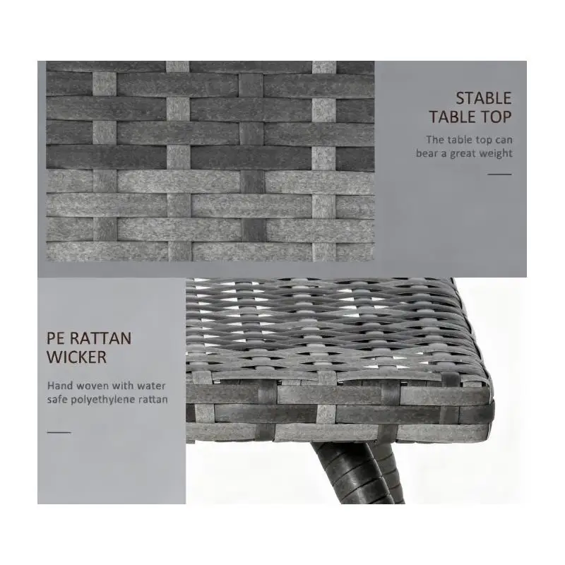 Small Square Wicker End Table for Outdoor Use, All-Weather Side Table for Garden, Balcony, Backyard, Coffee Table