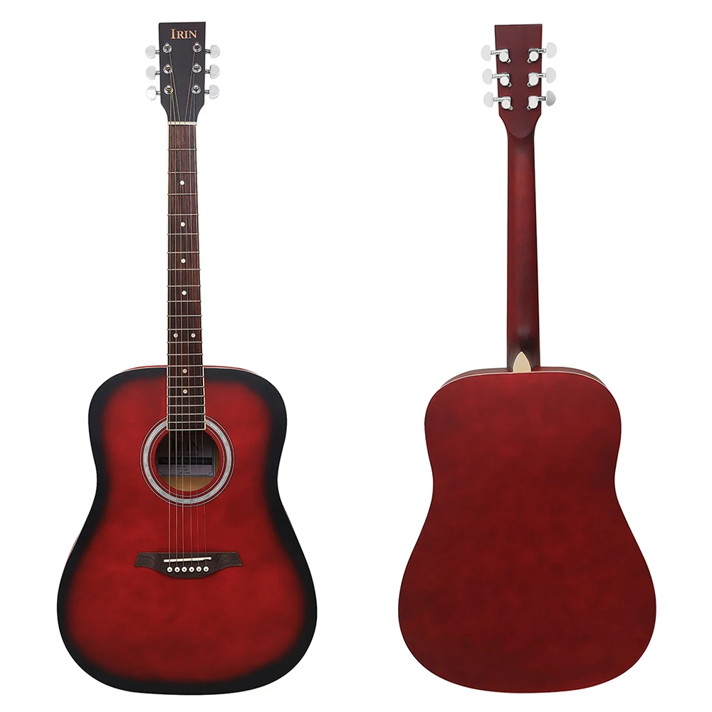 41 Inch 6 Strings Acoustic Guitar 21 Frets Basswood Body Folk Guitarra with Bag Capo Strings Picks Guitar Parts & Accessories