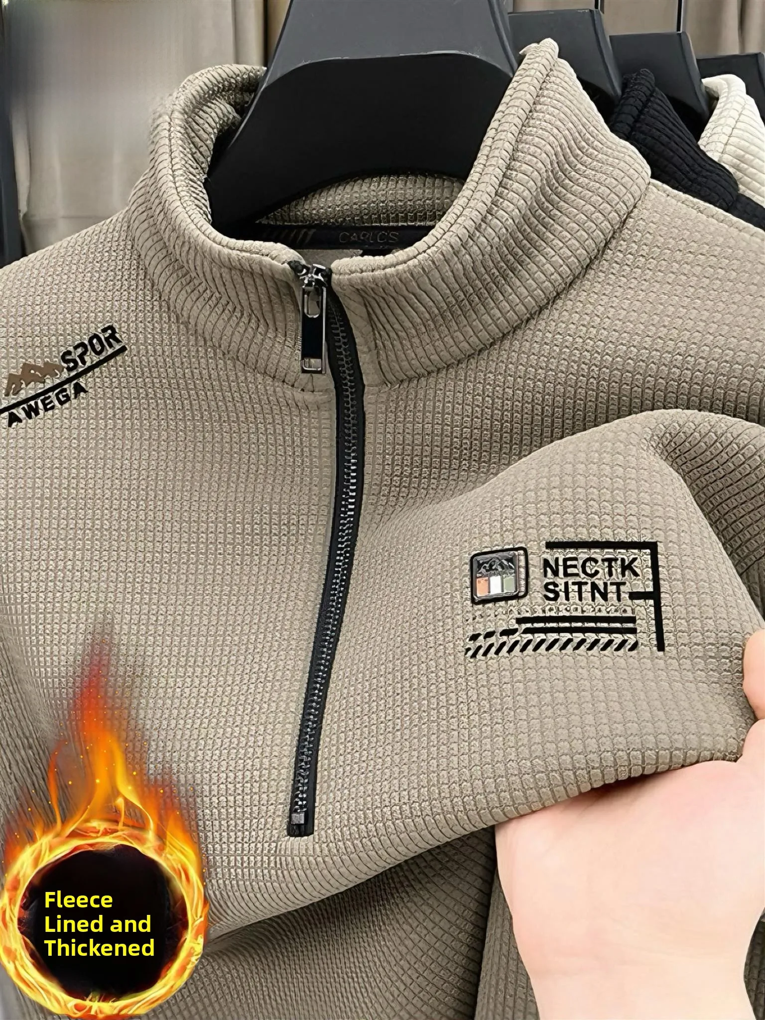 

Мужская толстовка Pierre Cardin с подкладкой из флиса, на молнии, с воротником, зимняя, модная, теплая, повседневная, свободного кроя