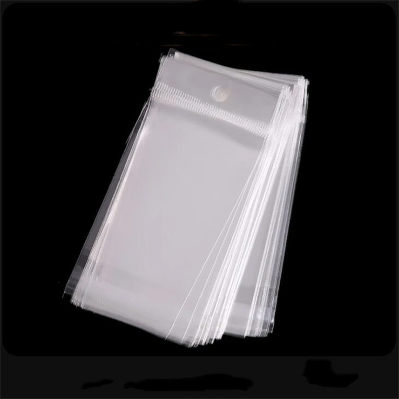 100pcs Transparent Plastic Bag Gift Jewelry Packing Bag Sticker Resealable Cellophane OPP Bag Plastic Bag