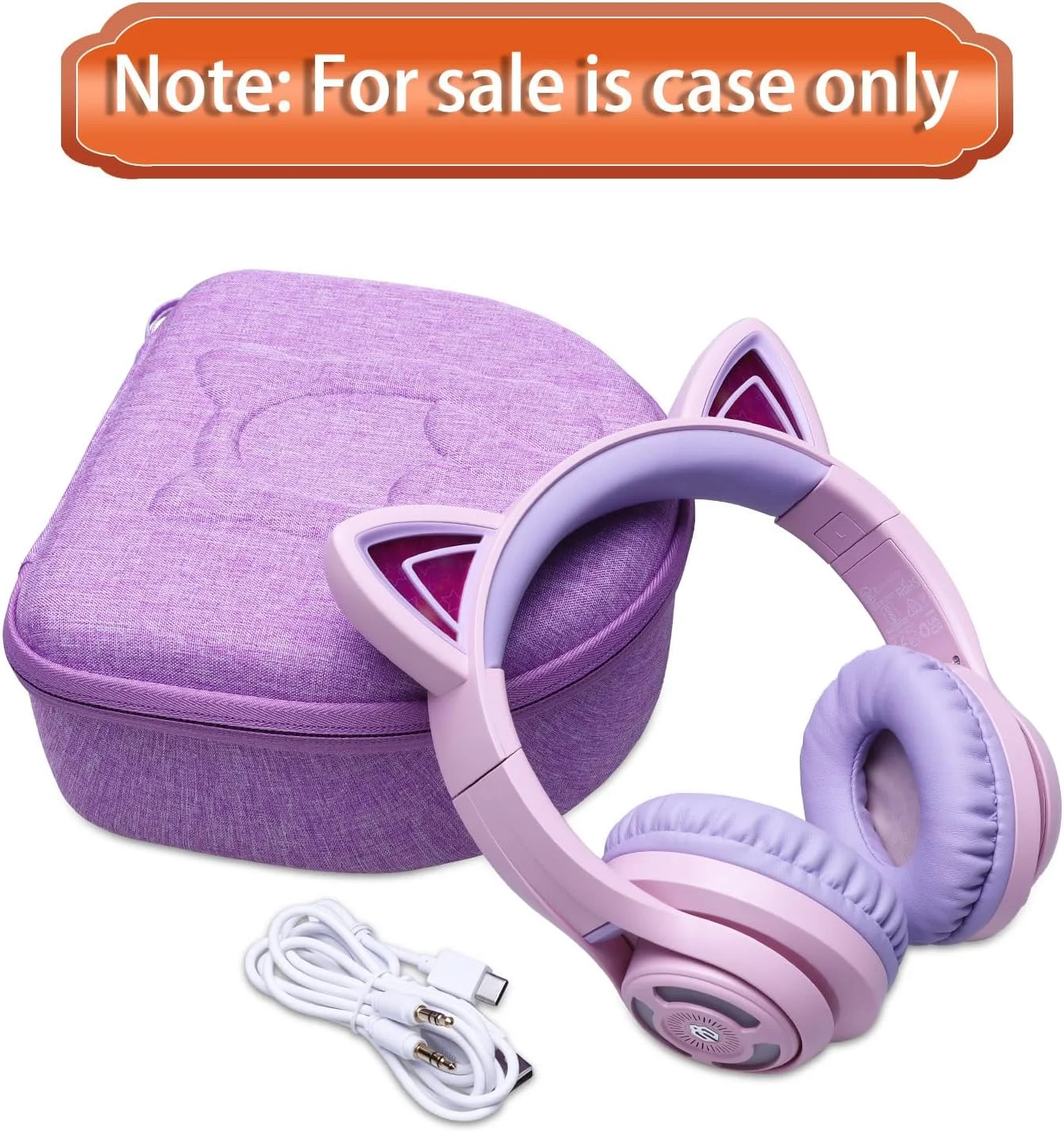 Etui na słuchawki dziecięce kompatybilne z iClever BTH13/Riwbox CT-7/CF9 i ONITOO B90 Cat Ear Kids Headphones, fioletowe (tylko etui) — zdjęcie produktu 4