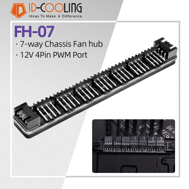 

Охлаждение идентификатора FH 07 7 портов Корпус ПК Вентилятор-концентратор 12 В 4-контактный ШИМ SATA Мощность материнской платы Кулер Охлаждающий вентилятор Кабельный разветвитель