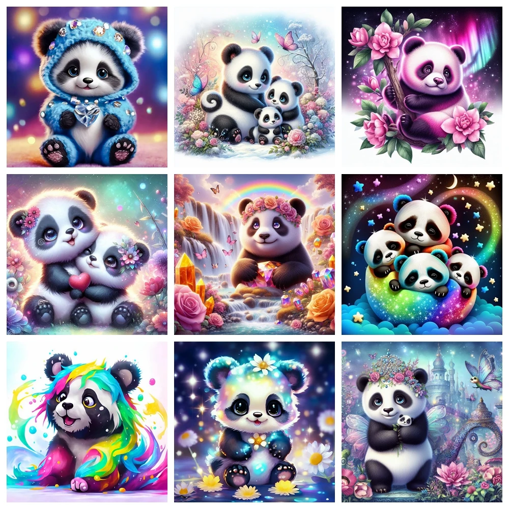 

Cute Panda 5D DIY Diamond Painting Mosaic Cartoon Animal Fantasy Art Cross Stitch Embroidery Rhinestones Home Decor Kids Gift