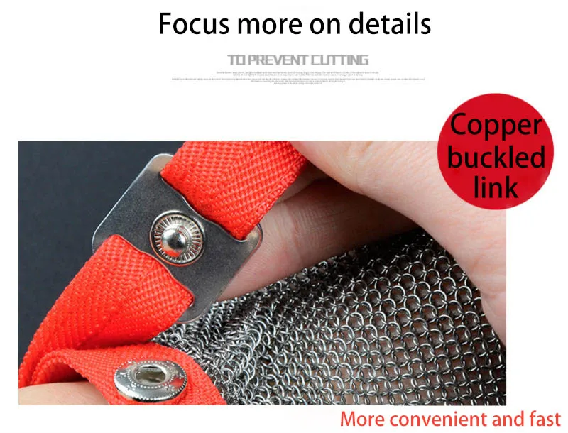 HANDSAVE 304L Stainless Steel Mesh Gloves Knife Cut Resistant Chain Mail Protective Kitchen Butcher Metal Mesh Working Glove