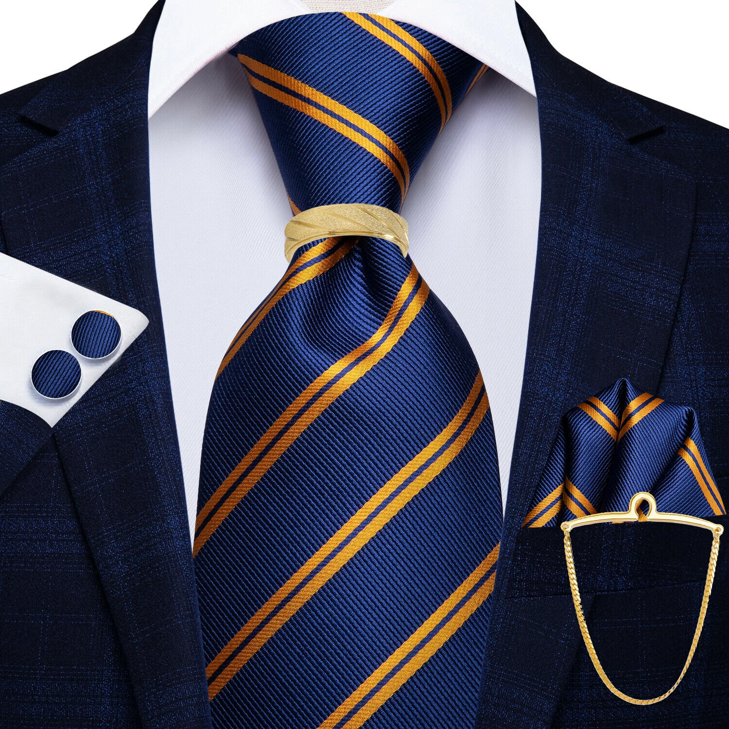 Hi-Tie 5 шт. мужской галстук с манжетами Hankie, кольцо-цепочка, подарочный галстук, комплект подходит для свадьбы, выпускного вечера, офиса, модный дизайн, качество, дропшиппинг