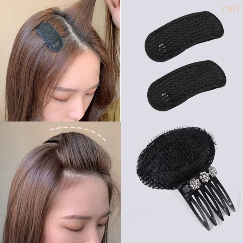 

[J] Rhinestone Invisible Fluffy Sponge Hair Clip Front Hair Line Volume Base Puff Cushion Hair Bun Hair Styling Hair Hairpin