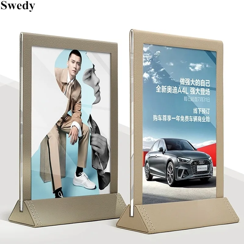 

A5 148X210MM High Quality PU Leather Acrylic Sign Holder Display Stand Photo Picture Frame Table Menu Paper Price List Holder