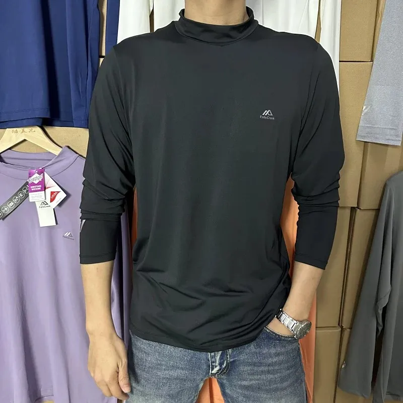 High Tech Fabric Sports Dry Fast Long Sleeve T Shirt Breathable Comfortable Elastic Korean Single High End Tech Fabric T Shirt