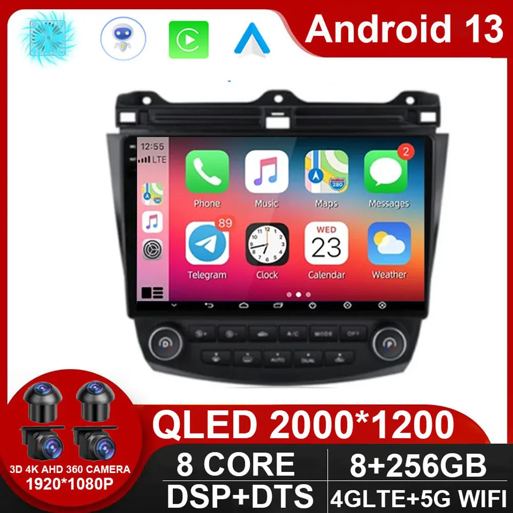 

10"1 Android 13 Car Radio 2din GPS Stereo Navi Multimedia Player For Honda ACCORD 7 2003 2004 2005 2006 2007 Autoradio Carplay