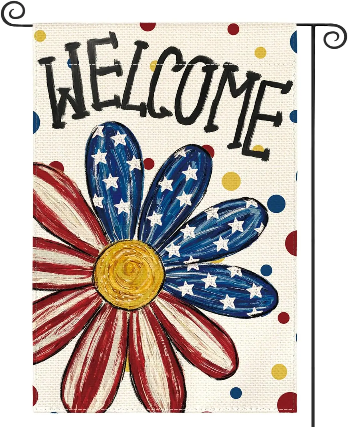 AVOIN colorlife 4th of July Patriotic Garden Flag 12x18 Inch Double Sided Outside, Memorial Day Welcome Floral Daisy Yard Ou GGO