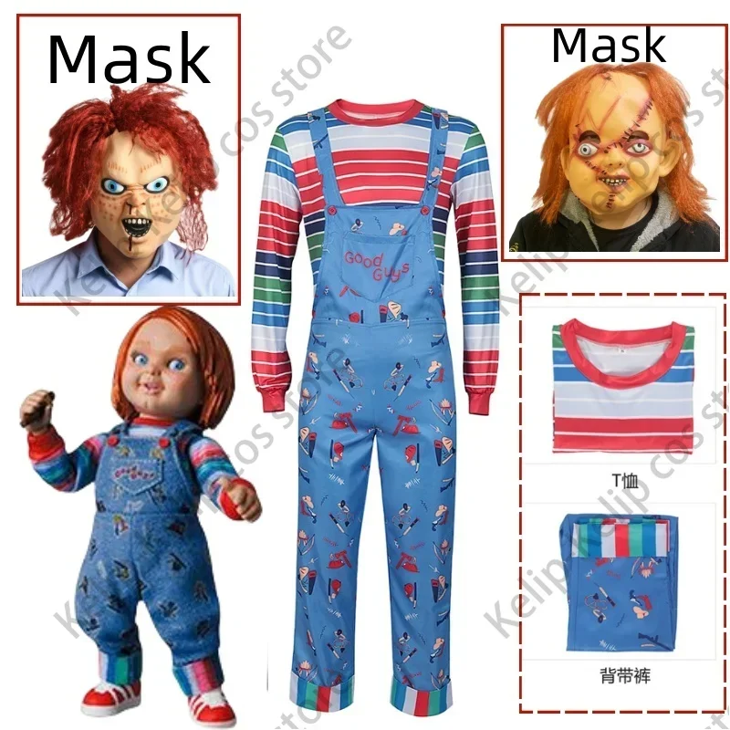 Детский карнавальный костюм Чаки из фильма для детей и взрослых, униформа, топ, комбинезон, наряды, татуировка, наклейка, костюм на Хэллоуин для детей