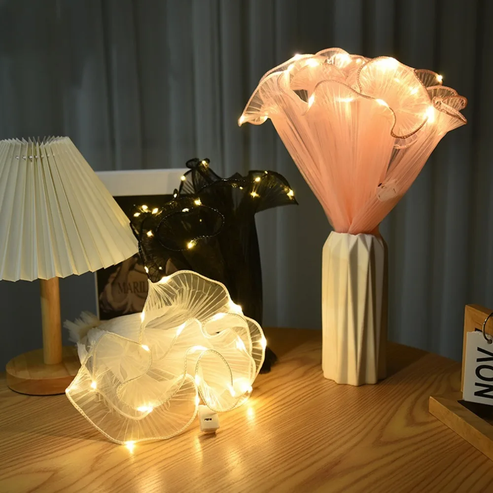 

Decoration Cloth LED Flower Wrapping Paper With Lights Lace Mesh Florist Bouquet Packaging LED Packaging Tulle Wedding