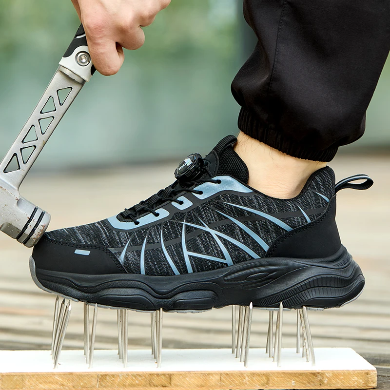 Men's Safety Protective Shoes, Work Protective Men's Boots, Rotating Buckle Men's Shoes, Lightweight Safety Work Shoes
