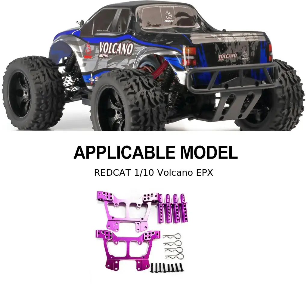 RCGOFOLLOW Front Rear Shock Tower RC Car Part Durable Rc Front Rear Shock Tower For 1/10 Volcano EPX Monster Trucks Purple