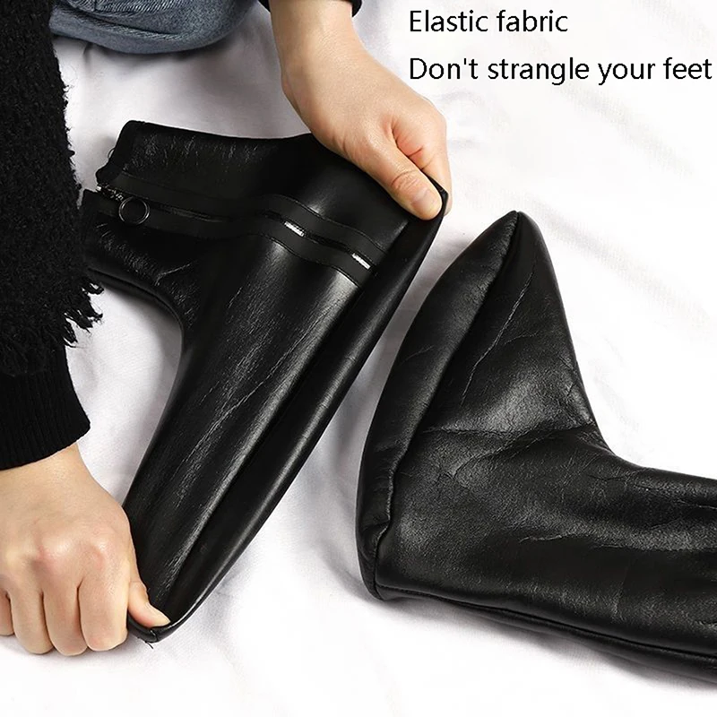 1Pair  Winter Warm Leather Thermal Boat Slipper Indoor Home Soft Non-Slip Socks Men Women Breathable Comfortable Middle Socks