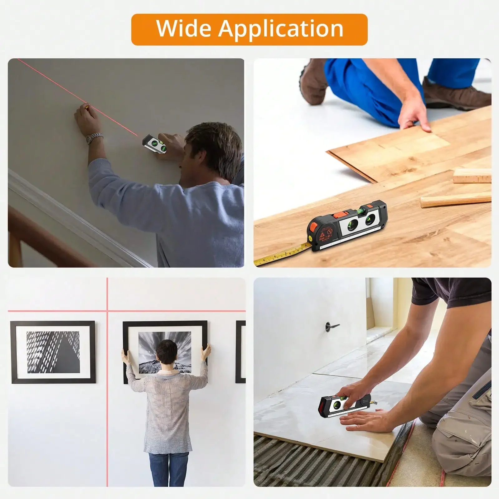 Laser Level Multipurpose Cross Line Laser 9.8 feet Measure Tape Ruler Adjusted Standard for Hanging Tile Walls Pictures Cabinets