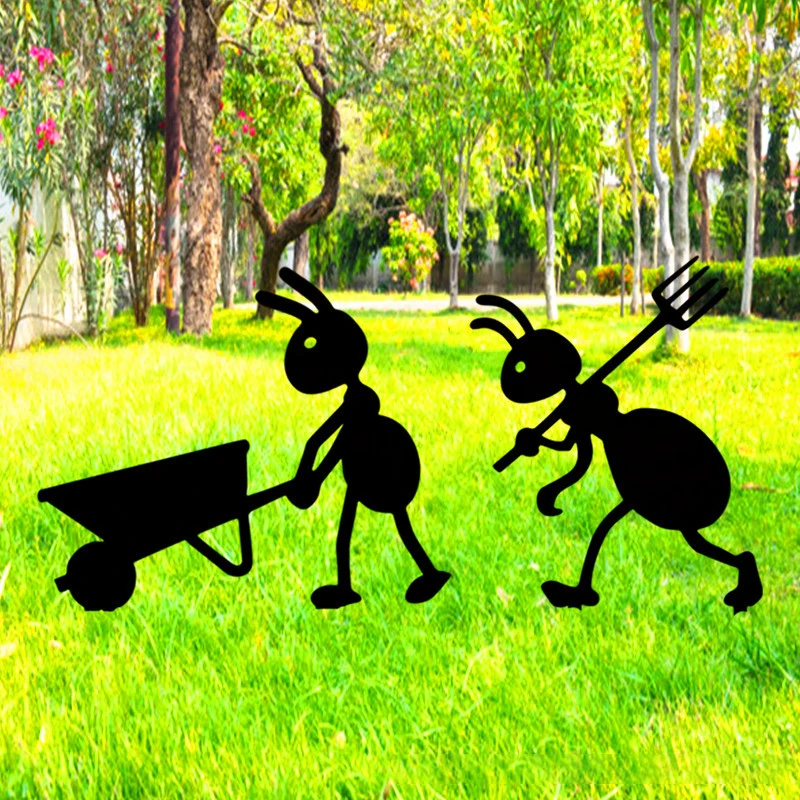 1Pc Garden Decor Ants Outdoor Metal Cute Cartoon Ants Ornaments Yard Art And Lawn Stakes For Backyard Gardening Decoration