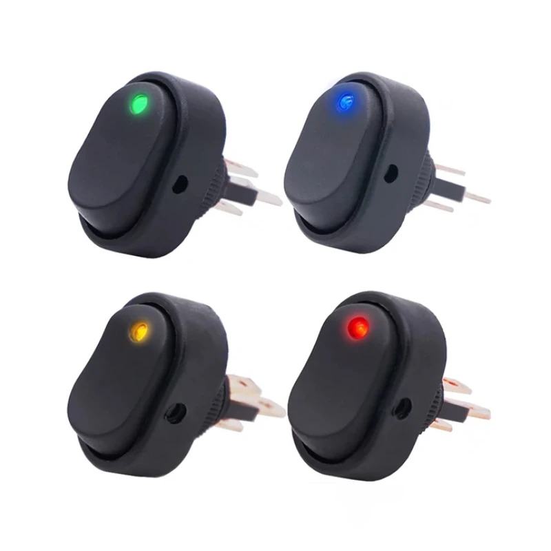 ASW-20D 30A 12VDC Car Boat Auto Rocker Switch ON OFF with Dot LED Light Illuminated Red Green Blue Yellow Rocker Switch