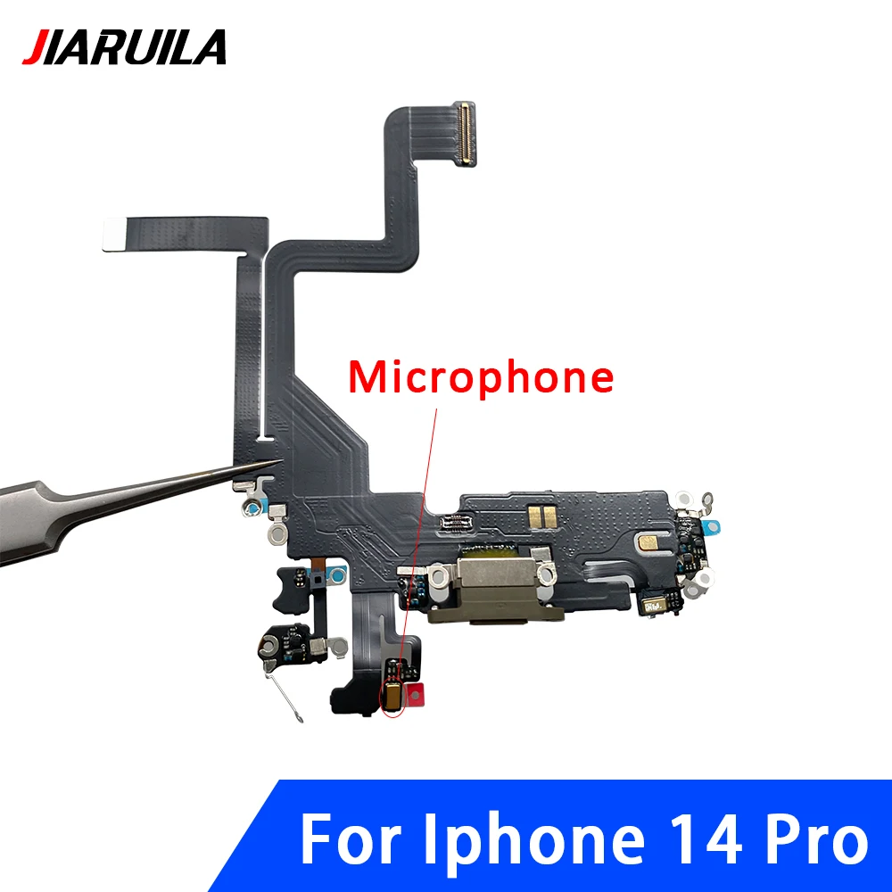 10 Pcs Charging Port Flex Cable For Iphone 14 Pro USB Charger Dock Connector With Microphone Ribbon Repair