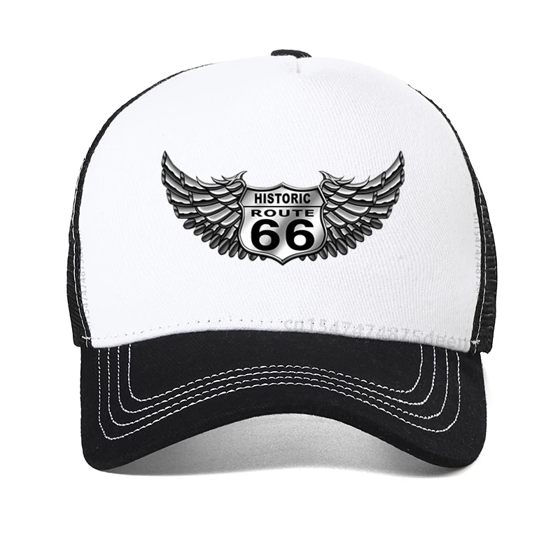 2023 Summer hat Men Vintage Print 3D American Route 66 Baseball cap men outdoors Mesh Breathable Trucker hats