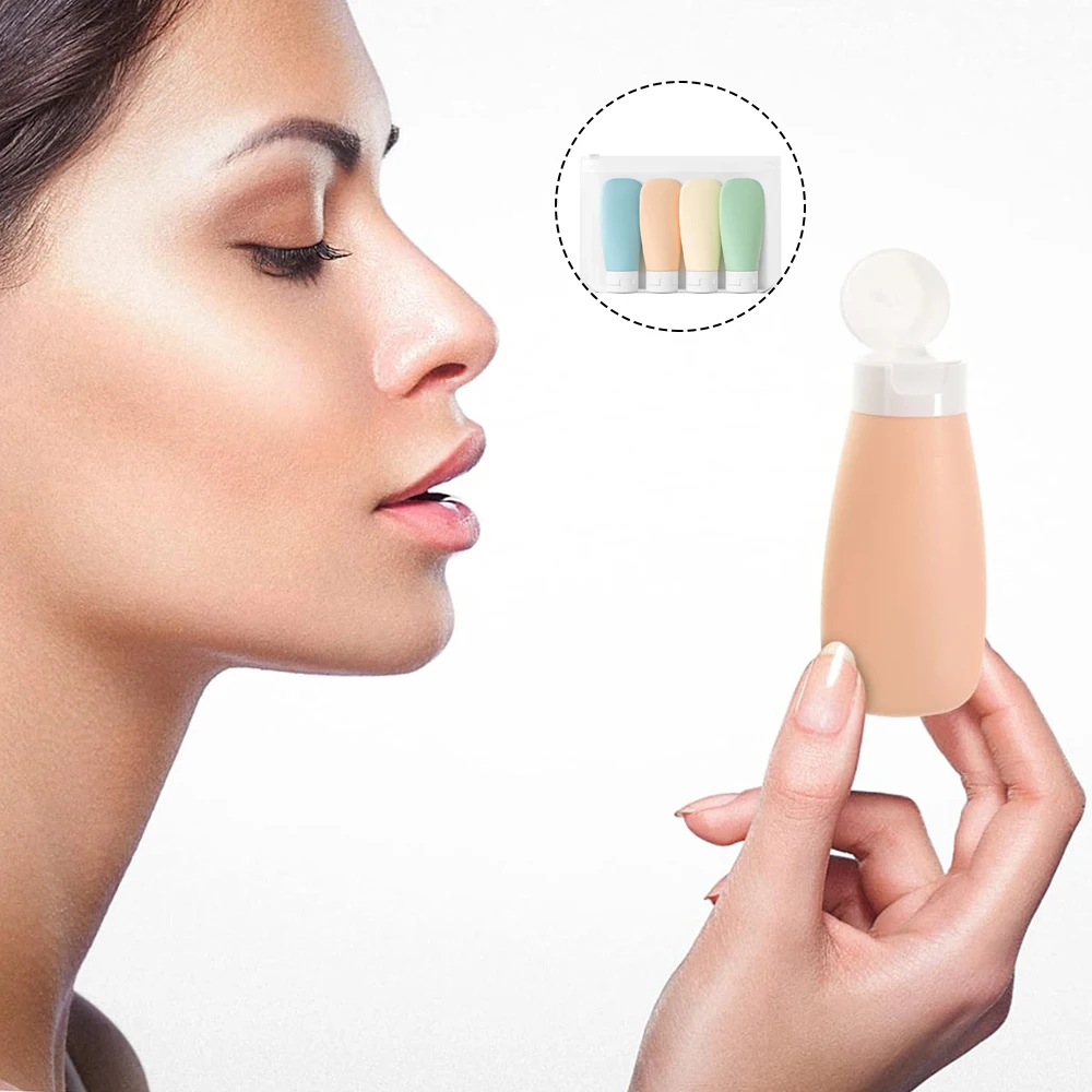 Un ensemble de bouteilles à pression de type tuyau, bouteilles rabattables portables à presser pour voyage, adaptées au bagage à main.zwq