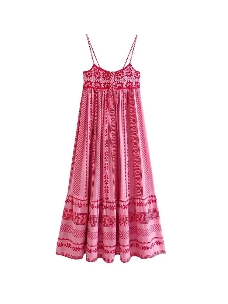 TRAFSHE Vrouwen Bohemian Midi Jurk Vakantie Charm Splice Gebreide Vintage Band Jurk Vrouwen Vestidos Mujer