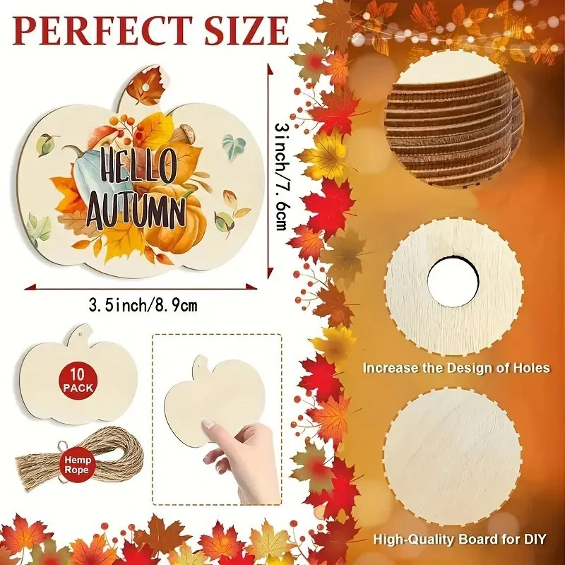 24/48-Pack DIY Halloween & Thanksgiving Pumpkin Cutouts Unfinished Paintable Plaques for Party Decoration