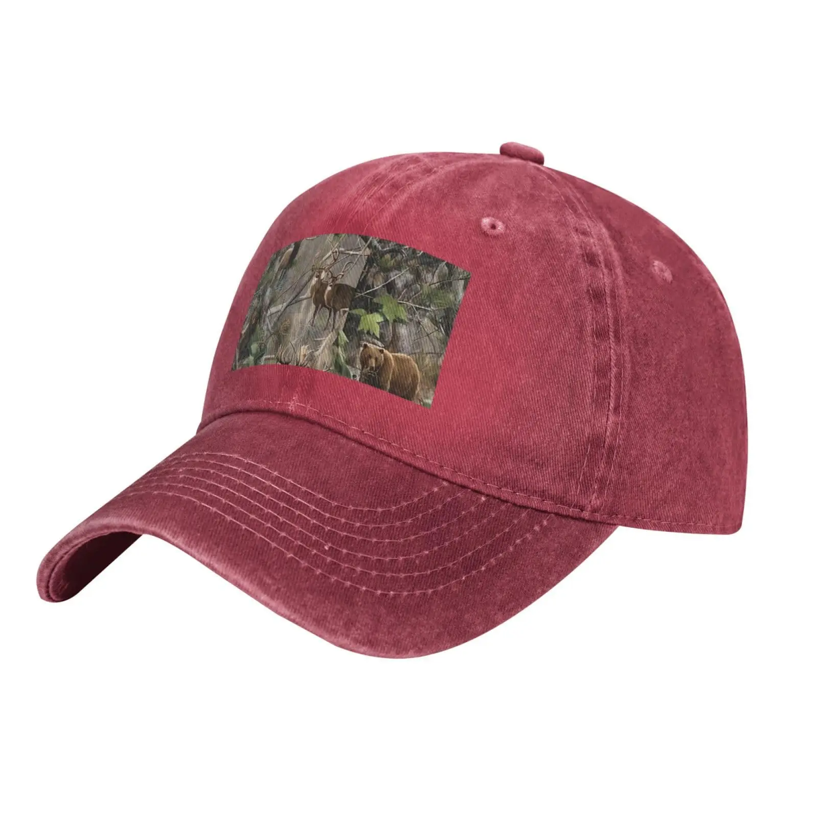 

Hunting Deer Bear Elk Printed Unisex Cowboy Baseball Cap Adjustable Sports Cap Pure Cotton Hat Suitable Daily Wear Hat