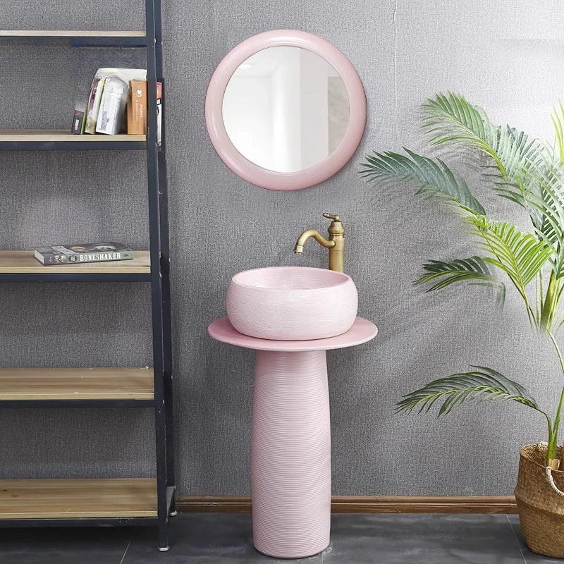 

Розовая колонна в скандинавском стиле, керамическая раковина для мытья рук, бассейн, балконная колонна, встроенная напольная раковина