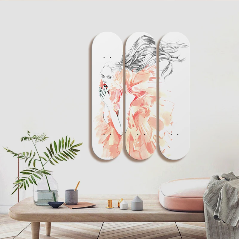 Set of 3pcs Decorative Board Pop Art Skateboard Wall Art 7-layer Maple Decoration Skateboard Furnish and Decorate for Home Decor