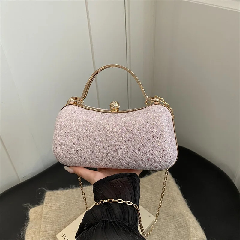 2026 new acrylic wave dinner bag, European and American style metal texture crossbody bag, fashionable socialite bag, olive bag