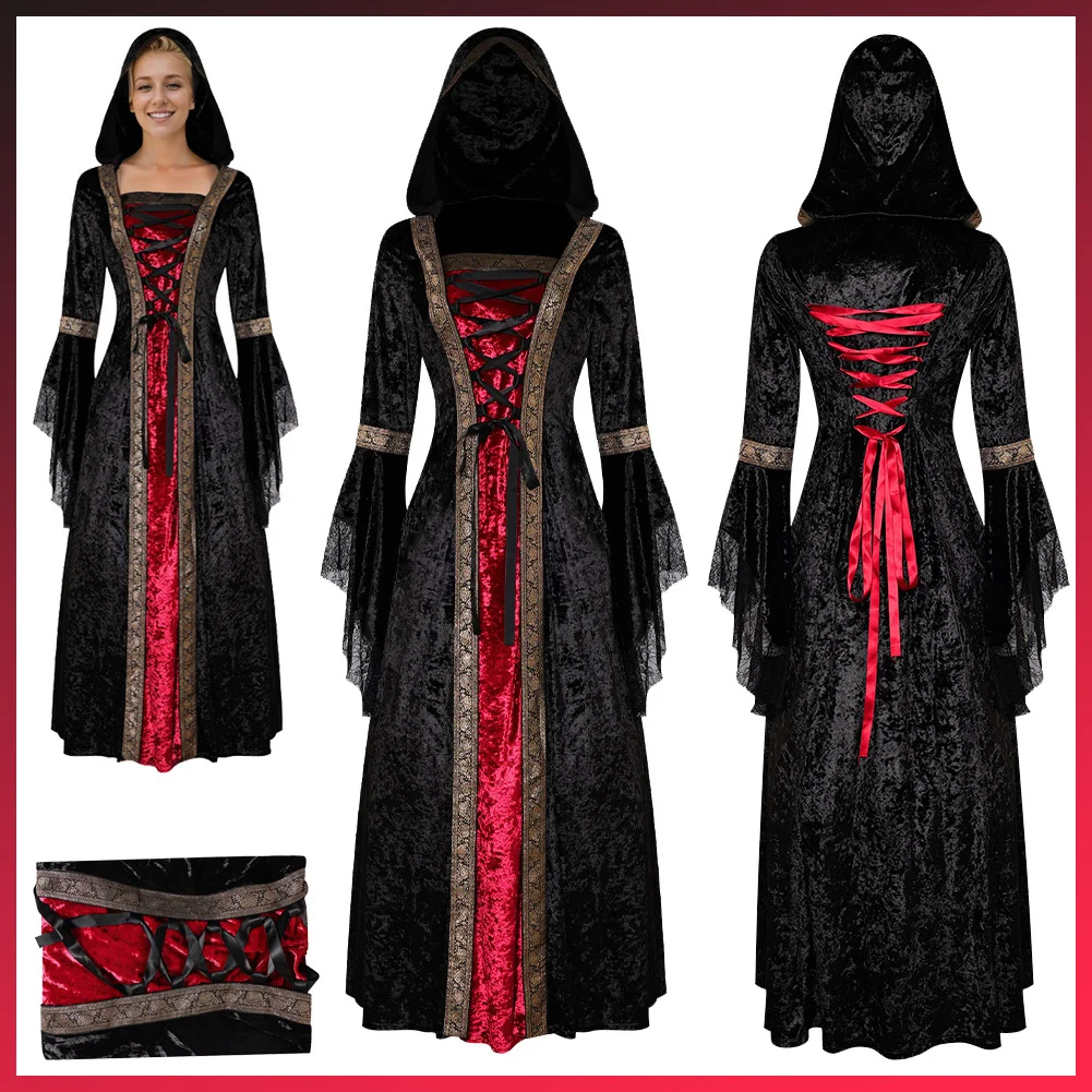 Robe de Cosplay Vintage de Vampires Médiévaux pour Femme, Costume Fantaisie Gothique de la Renaissance, Vêtements de ix, Vente en Gros